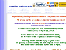 Tablet Screenshot of canadianhockeycards.com